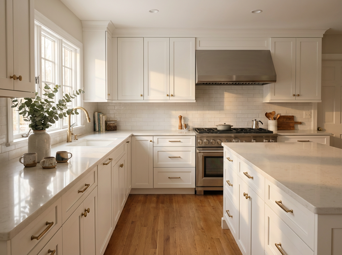 Custom cabinet installation in kitchen