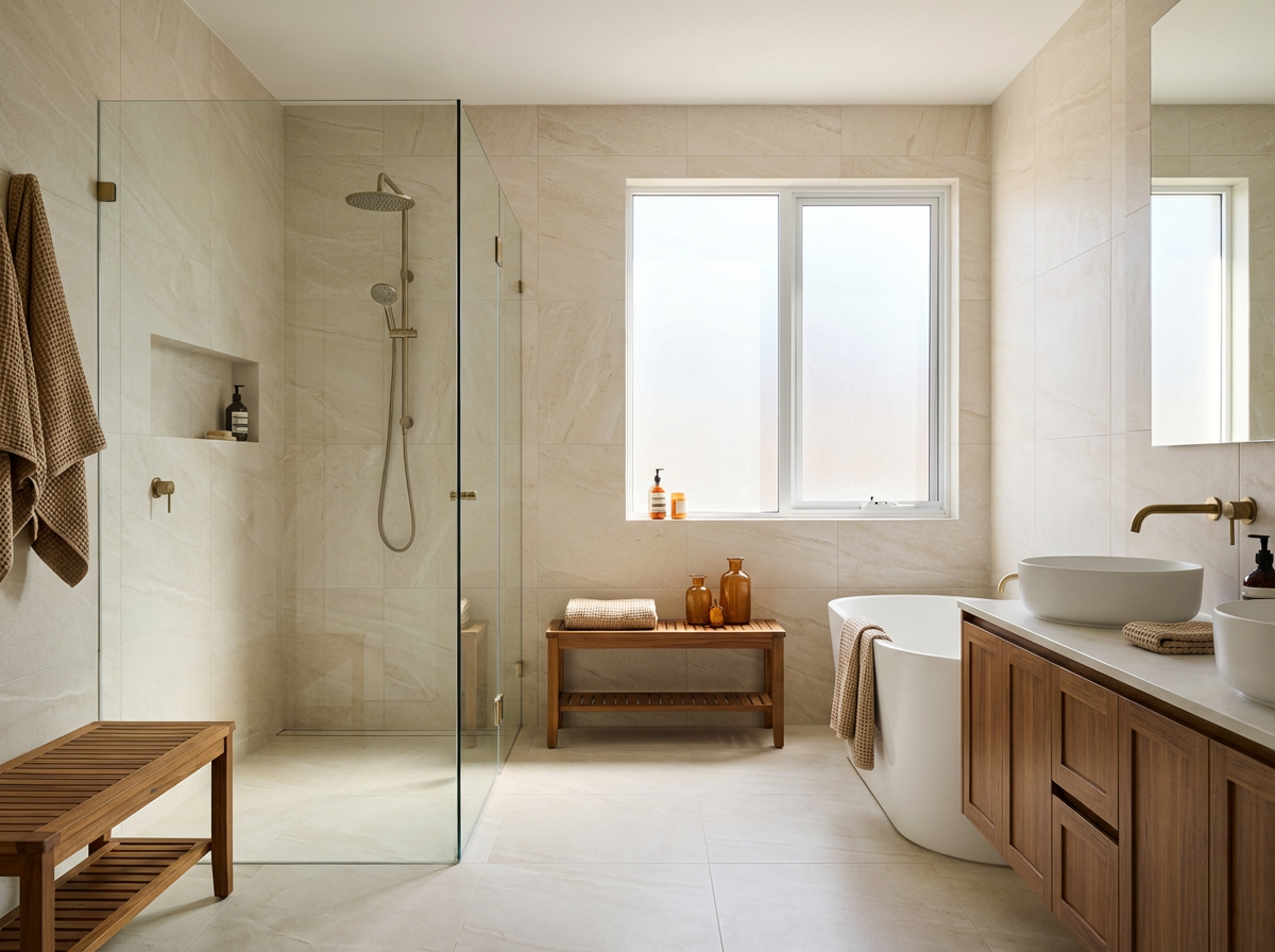 Custom tile work in bathroom